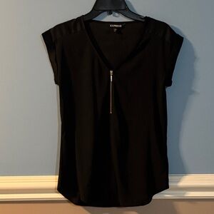 Express Women's Black Zip-Front Blouse size XS